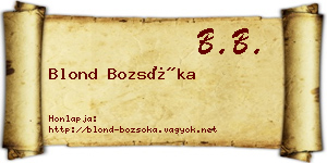 Blond Bozsóka névjegykártya